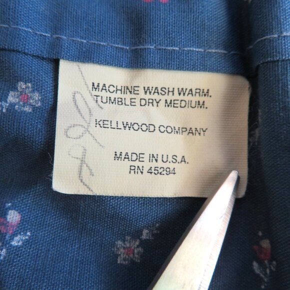 Vintage 70s Curtain Panel (1) Flower Blue Brown Ruffle 17" x 66" USA Made - Picture 8 of 8